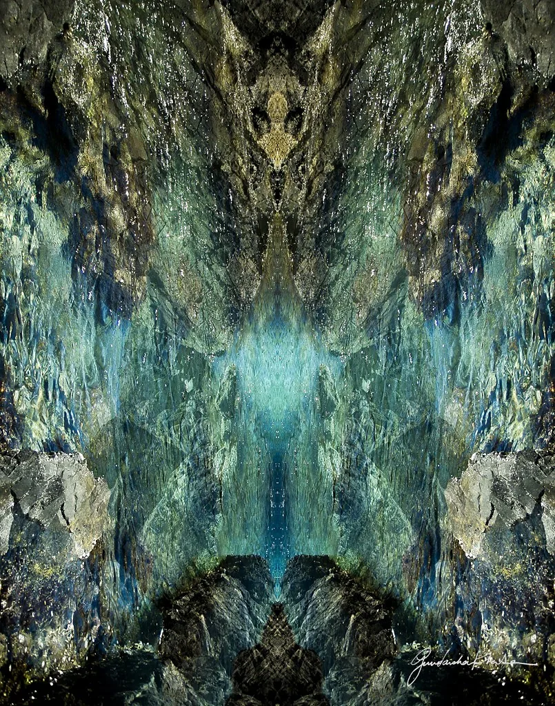 Akashic Records — mirrored turquoise light through stone